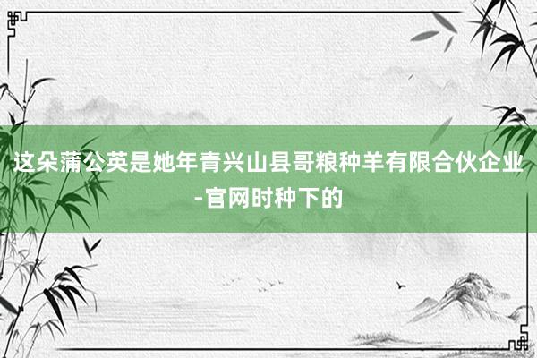 这朵蒲公英是她年青兴山县哥粮种羊有限合伙企业-官网时种下的